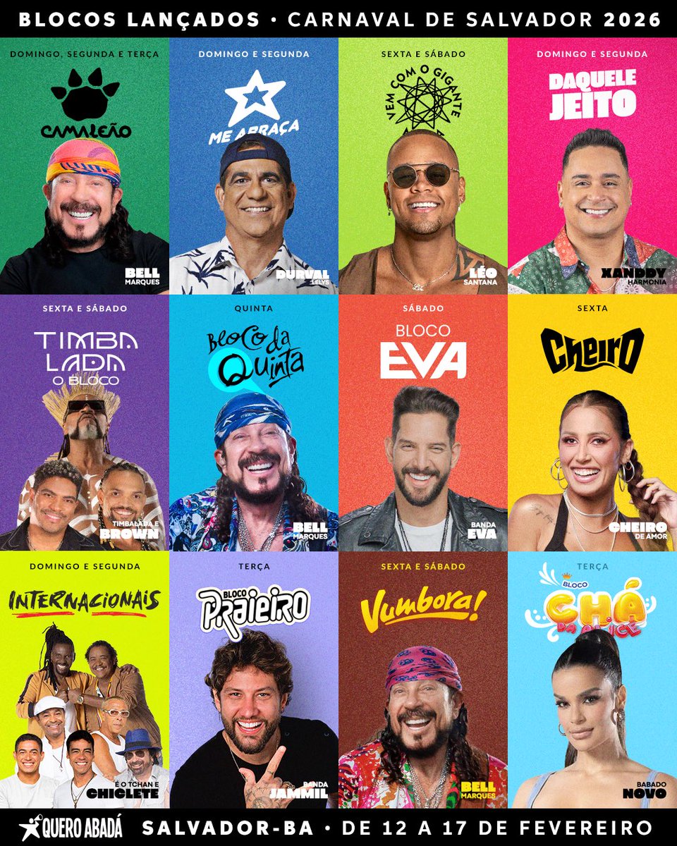queroabada's tweet image. Bora focar no Carnaval de Salvador 2026? Os melhores blocos você encontra aqui no Quero Abadá! 😉

Descubra a lista atualizada dos blocos! Acesse nosso site e garanta seus abadás hoje pagando no cartão, no boleto ou pix 

#CarnavaldeSalvador #Carnaval2026 #Blocos #QueroAbadá