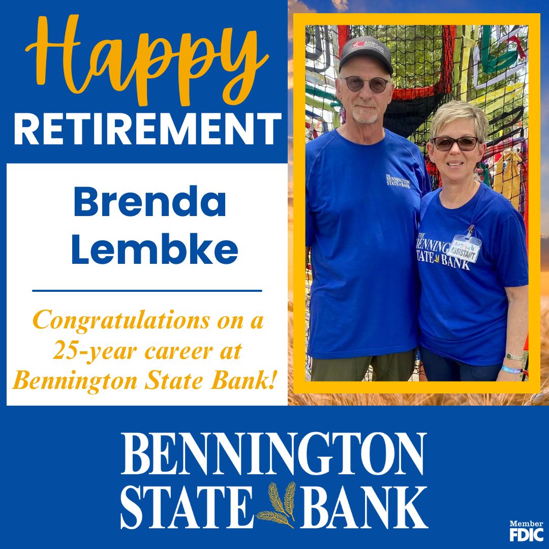 Happy Retirement, Brenda Lembke! 🎉 After 25 incredible years of dedicated service in banking and customer care, we are honored to celebrate the retirement of Brenda Lembke!

Throughout her career, Brenda has been a trusted resource, a friendly face to our customers, and a valued
