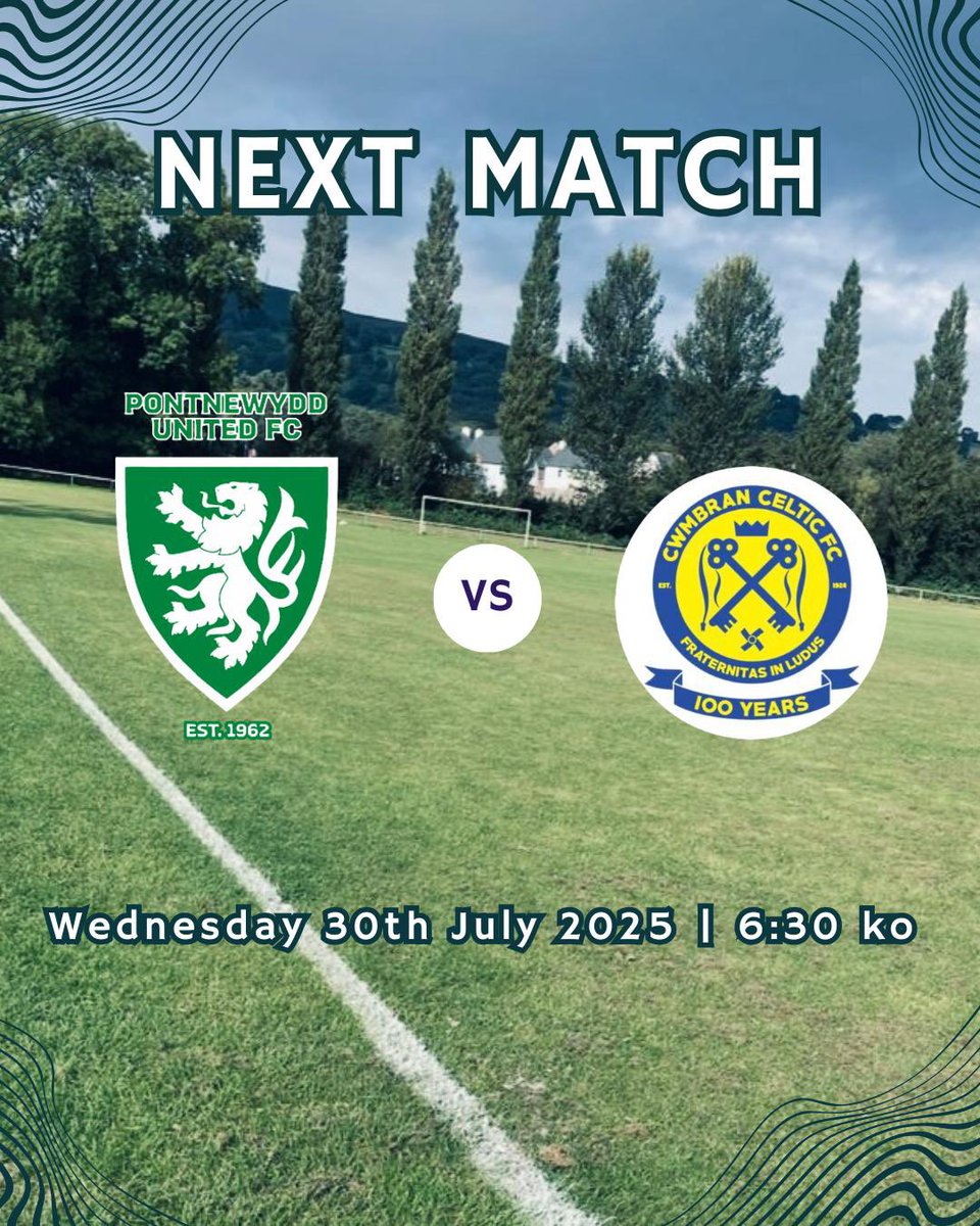 Pontnewydd United AFC (@pontnewyddutdfc) on Twitter photo Tomorrow evening we look to dust off last weeks poor efforts and get back on track as we play host to <a href="/CwmbranCeltic/">Cwmbran Celtic</a> (Development Squad). Sure to be another tough test as we countdown to the 25/26 season⚽️
📍- Pontrhydyrun Fields (Camp Newydd NP44 1SB)
🕡 - 6:30pm KO
#UTN🔰 Tomorrow evening we look to dust off last weeks poor efforts and get back on track as we play host to <a href="/CwmbranCeltic/">Cwmbran Celtic</a> (Development Squad). Sure to be another tough test as we countdown to the 25/26 season⚽️
📍- Pontrhydyrun Fields (Camp Newydd NP44 1SB)
🕡 - 6:30pm KO
#UTN🔰