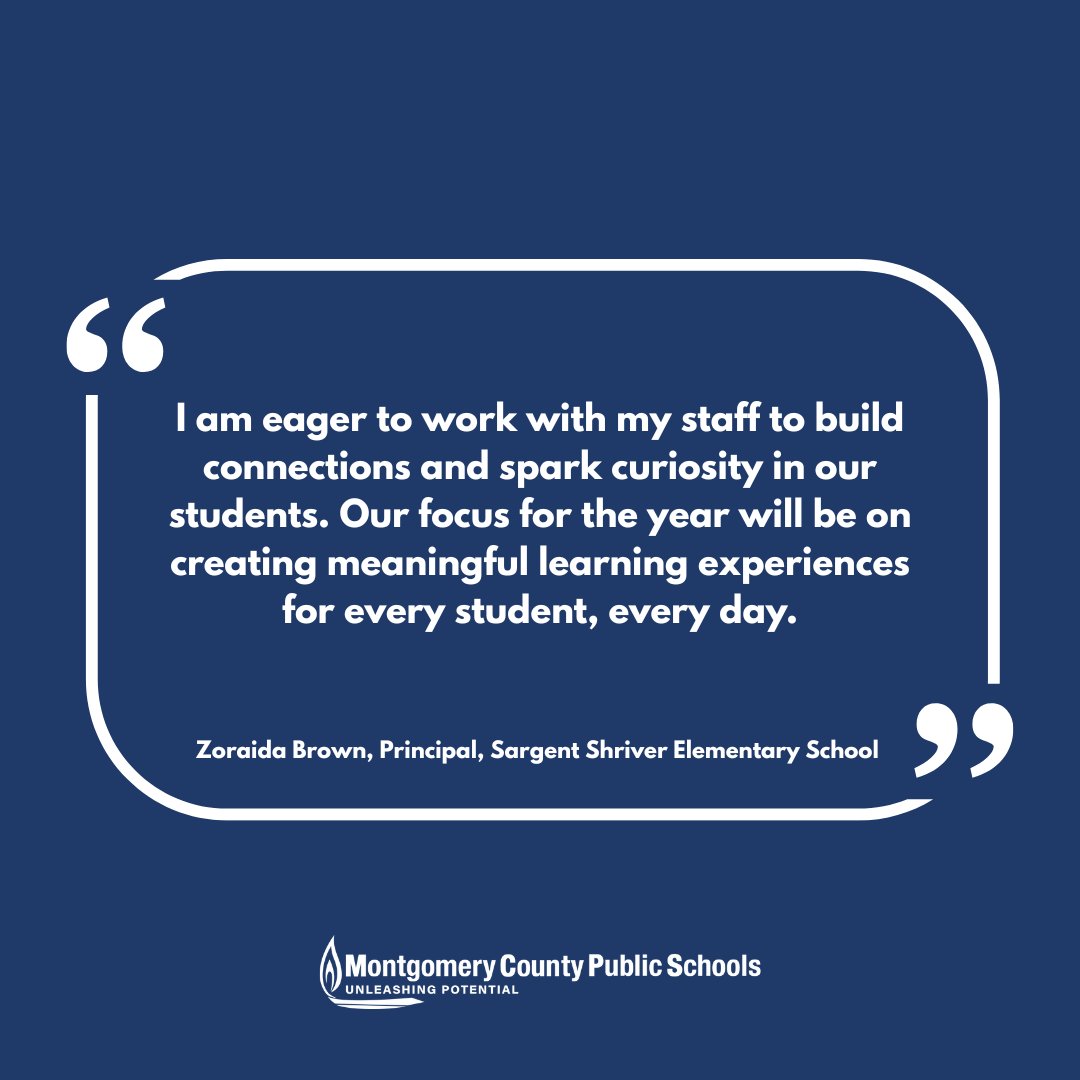 MCPS (@mcps) on Twitter photo Let the learning begin ๐
Hereโs what <a href="/ShriverES/">Sargent Shriver Elementary School</a> Schoolโs principal is looking forward to as the year kicks off. Let the learning begin ๐
Hereโs what <a href="/ShriverES/">Sargent Shriver Elementary School</a> Schoolโs principal is looking forward to as the year kicks off.