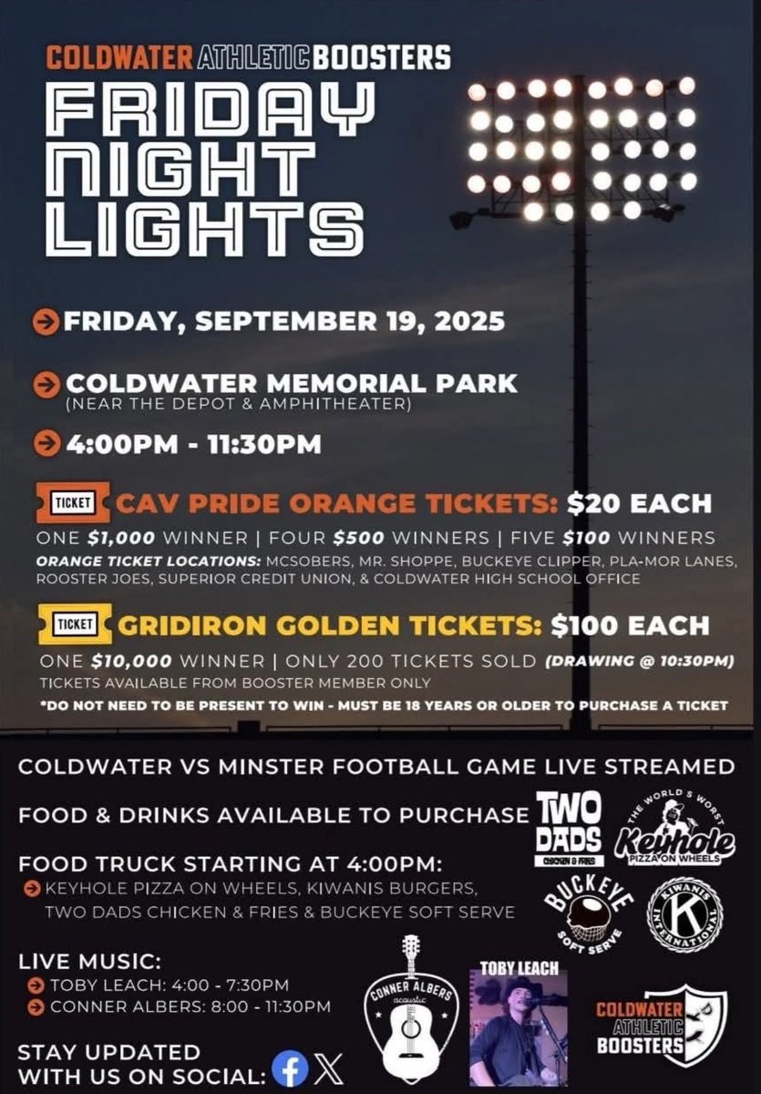Email me for tickets at goodwin.eric@coldwatercavs.org or shoot me a text.