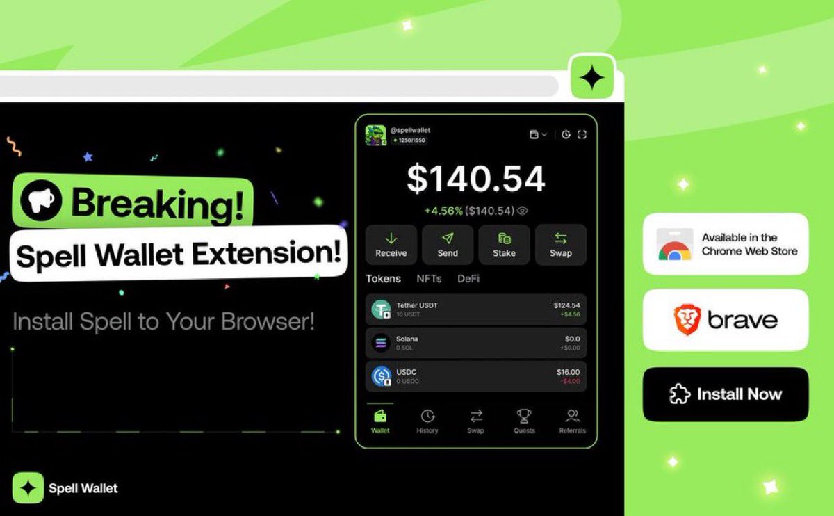 The Hustler (@dat_workaholic) on Twitter photo Great news wizards!!
You can now access <a href="/spell_club/">Spell Wallet 💫</a> on your pc with spell wallet extension
✅ Install the Spell Wallet Extension for Brave and Chrome!
✅ Enjoy smooth connection to your favourite dApps!
✅ Spell Wallet Extension supports Ethereum, BNB, and all EVM-based dApps! Great news wizards!!
You can now access <a href="/spell_club/">Spell Wallet 💫</a> on your pc with spell wallet extension
✅ Install the Spell Wallet Extension for Brave and Chrome!
✅ Enjoy smooth connection to your favourite dApps!
✅ Spell Wallet Extension supports Ethereum, BNB, and all EVM-based dApps!