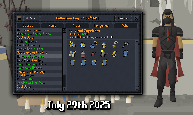 Hallowed Sepulchre COMPLETE ⛪️✅

Also some extra completionist stuff:
• Full Hallowed graceful obtained
• All ghosts + Darkmeyer slave freed
• Private instances unlocked