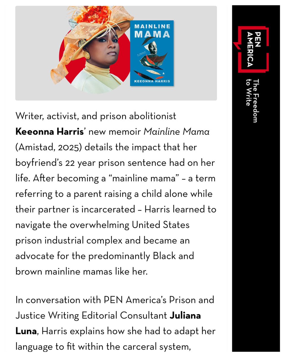 KeeonnaHarris's tweet image. If you haven’t had a chance already, be sure to check out my feature on @penamerica Grateful for the opportunity to share my story and mission with the world. pen.org/keeonna-harris…

#StorytellingMatters #prisonministry #mainlinemama #systemicsaturdays #mamalove #KeeonnaHarris