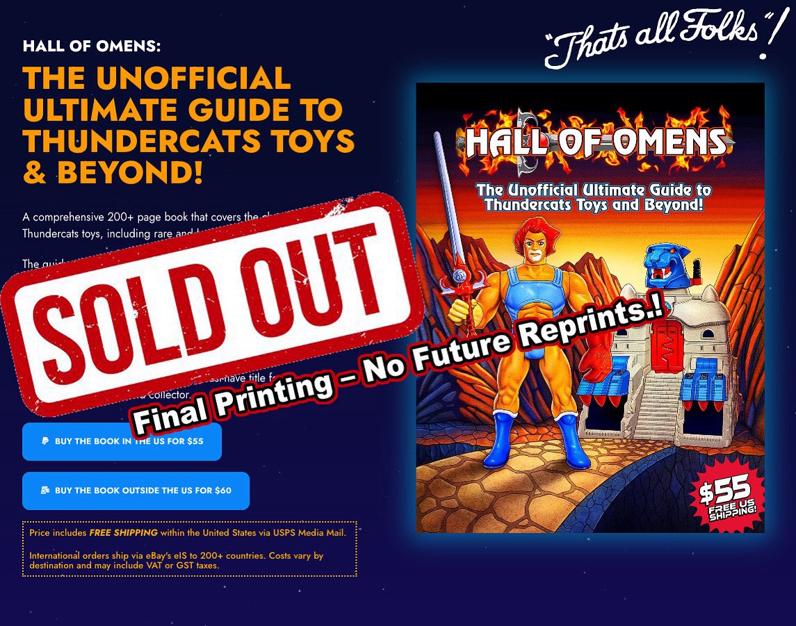 Hall of Omens is officially SOLD OUT! Thank you to every #ThunderCats fan, collector &amp; friend who made this possible. Limited copies are still available at Eternia Dreams, BBTS, &amp; local toy shops…but trust me, what’s coming next is gonna be wild. Keep watching.
ThunderCats Hoo!