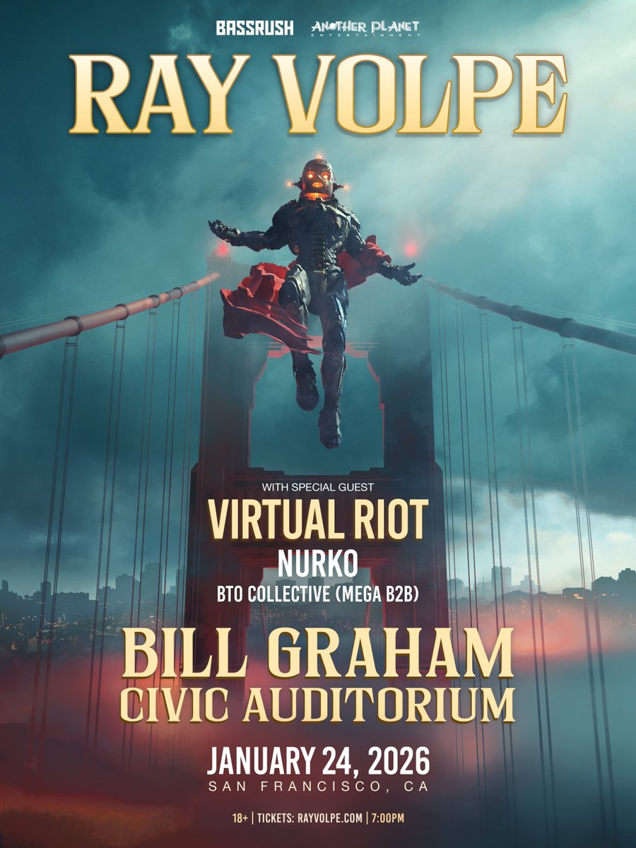 THE BIGGEST HEADLINE SHOW OF MY LIFE 😭 (i’m tearing up writing this)

BILL GRAHAM CIVIC AUDITORIUM
SAN FRANCISCO, CA - JANUARY 24 2026

pre-sale july 31 @ 10am pt » rayvolpe.com/biggest
on-sale: aug 01 @ 10am pt

vip upgrades w/ merch, M&amp;G, &amp; more available. i can't wait ❤️