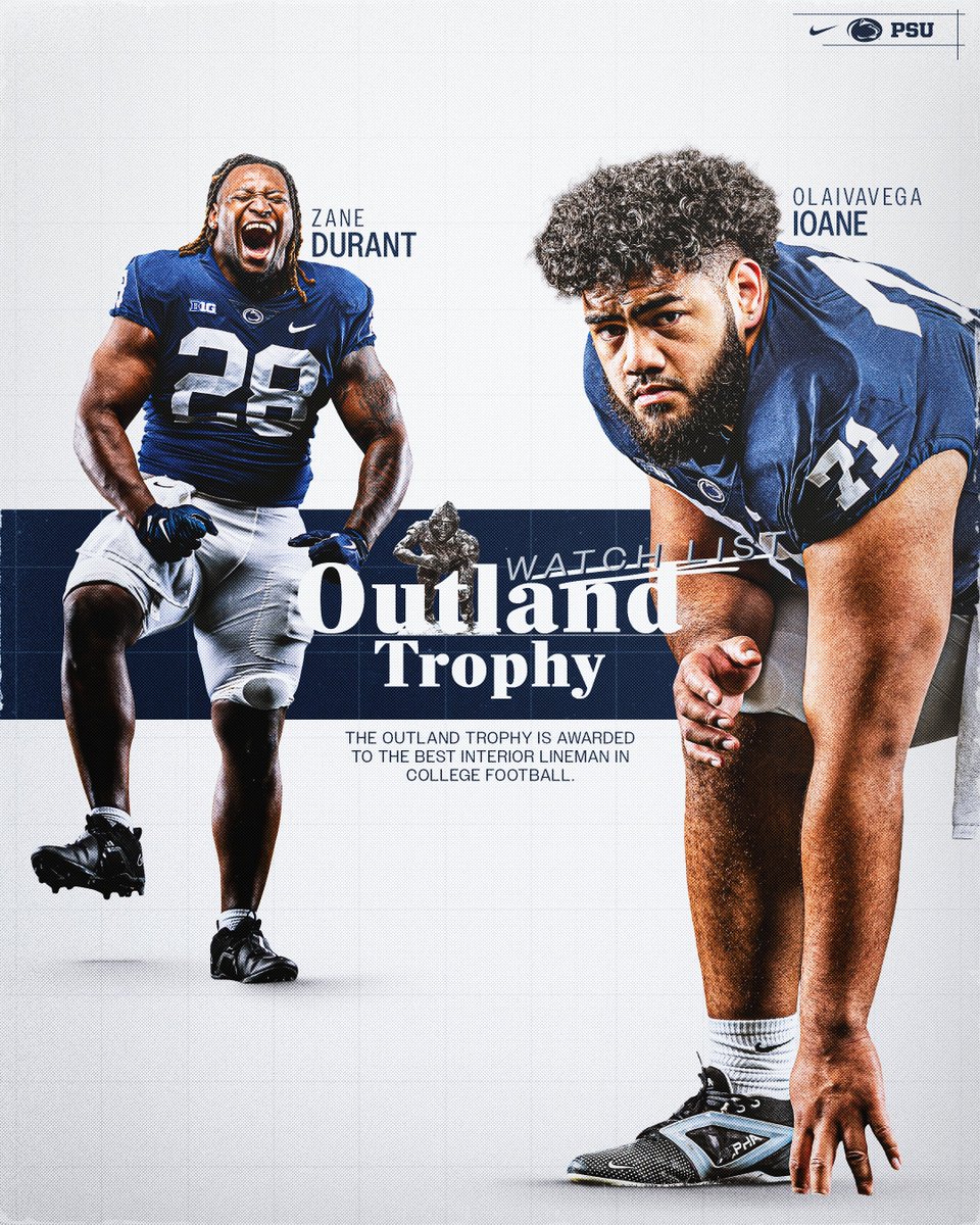 Penn State Football (@pennstatefball) on Twitter photo Outland Trophy Watch List 🗒️
Awarded annually to the Best Interior Lineman in College Football
#WeAre x <a href="/NagurskiTrophy/">Nagurski Trophy</a> Outland Trophy Watch List 🗒️
Awarded annually to the Best Interior Lineman in College Football
#WeAre x <a href="/NagurskiTrophy/">Nagurski Trophy</a>