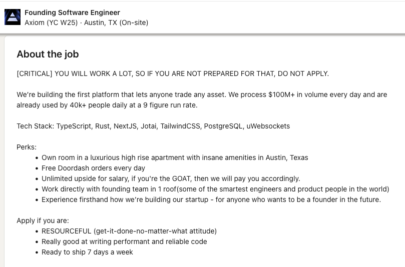 Axiom is hiring founding software engineers with unlimited salary upside and free DoorDash. 

That's what owning the end user will do for you.