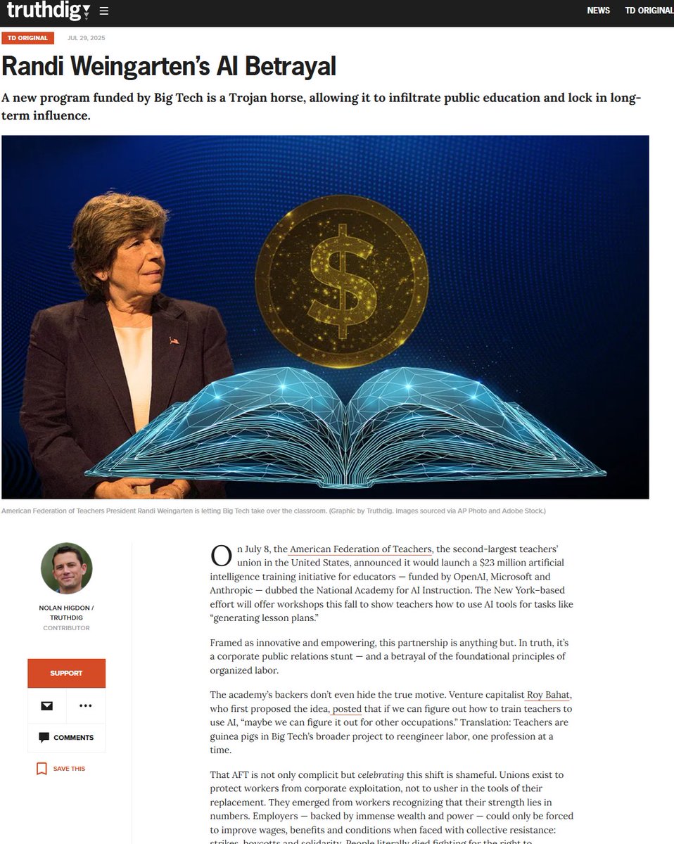Nolan Higdon (@nolanhigdoncml) on Twitter photo "Any union that signs off on corporate control of the classroom isn’t defending education — it’s selling it off." - My latest article in <a href="/Truthdig/">Truthdig</a> truthdig.com/articles/randi… <a href="/DisinfoDetox/">The Disinfo Detox</a> <a href="/ProjectCensored/">Project Censored</a> "Any union that signs off on corporate control of the classroom isn’t defending education — it’s selling it off." - My latest article in <a href="/Truthdig/">Truthdig</a> truthdig.com/articles/randi… <a href="/DisinfoDetox/">The Disinfo Detox</a> <a href="/ProjectCensored/">Project Censored</a>