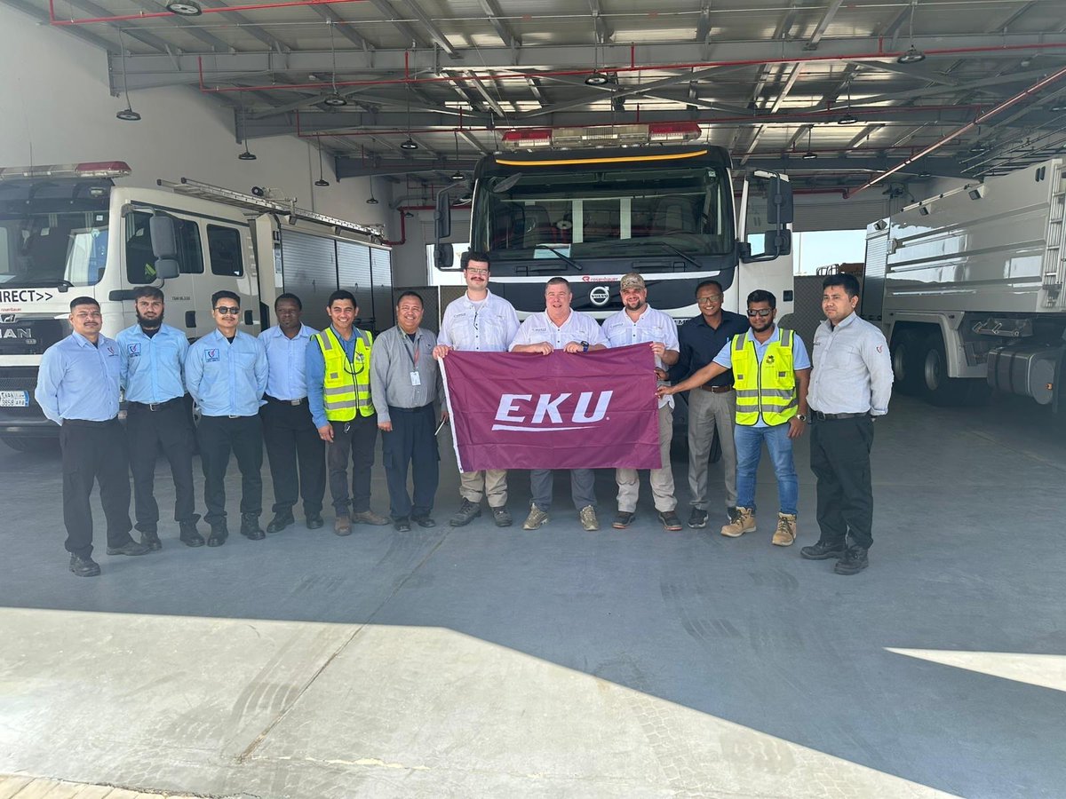 EKUCJS's tweet image. EKU Fire &amp;amp; Safety alums are everywhere!  Pictured here are Jake O’Donovan (’22,’24), Tony Cole (’93), and Andrew Rice (’14,’16) during site visits at Oxagon, in Neom, Saudi Arabia.