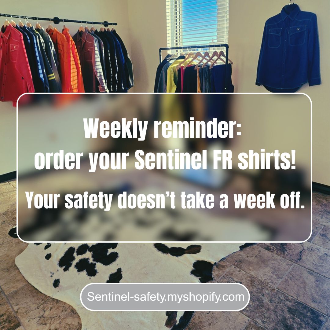 FR_Sentinel's tweet photo. Weekly check-in—did you already place your Sentinel FR shirt order? Gear up with protection that lasts. 

#SentinelFR #FRGear #WorkSafeStaySafe #PPE #OilAndGas https://t.co/v2ZaBp1zQ1