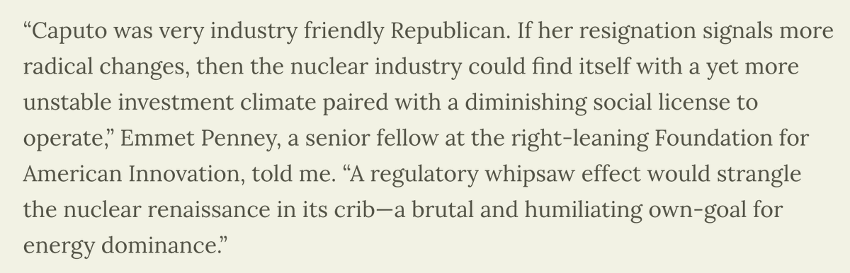 This is my two cents on the Caputo resignation at the Nuclear Regulatory Commission.
