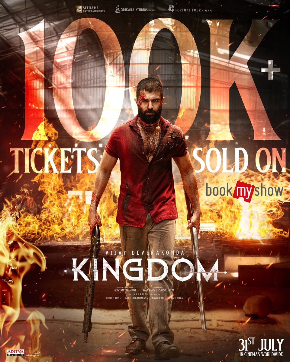 #Kingdom 1st day worldwide advance sales gross crossed 10cr mark 🔥🔥

Solid Day-1 is on cards 🧨

#KingdomOnJuly31st
