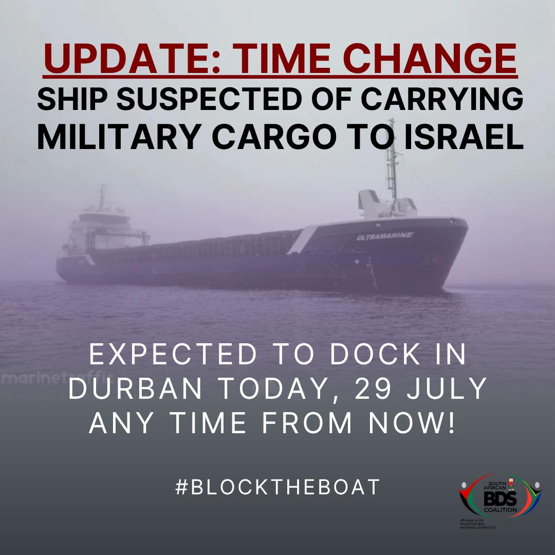 South African Jews for a Free Palestine (@sajfp_) on Twitter photo Block the boat with weapons of genocide to israel. <a href="/BarbaraCreecy_/">Minister of Environment, Forestry & Fisheries 🇿🇦</a> <a href="/TPT_Transnet/">Transnet Port Terminals</a> <a href="/CyrilRamaphosa/">Cyril Ramaphosa 🇿🇦</a> impound military cargo reaching out shores destined to carry out a genocide. Stop enabling arms to Israel #StopGazaGenocideNOW Block the boat with weapons of genocide to israel. <a href="/BarbaraCreecy_/">Minister of Environment, Forestry & Fisheries 🇿🇦</a> <a href="/TPT_Transnet/">Transnet Port Terminals</a> <a href="/CyrilRamaphosa/">Cyril Ramaphosa 🇿🇦</a> impound military cargo reaching out shores destined to carry out a genocide. Stop enabling arms to Israel #StopGazaGenocideNOW