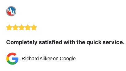 We just received a great review on Google. Thank you Richard sliker!