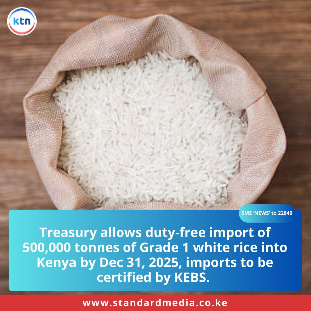 Ahahah mbadi is that you🙃🙃.

Anyway correction correction,Ruto imports 500,000 tonnes of rice duty free.

Bye to mwea rice farmers.
Hii nchi sio ya wakenya ni ya ruto na hao wajinga wenzake.