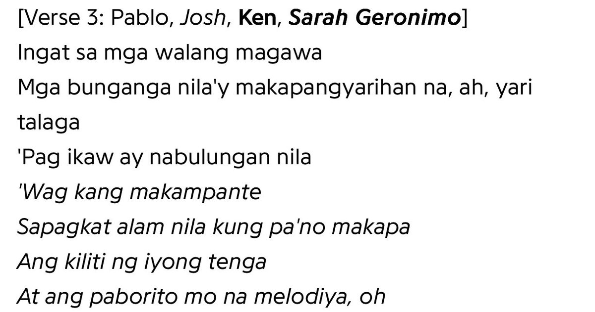 Julz_SG's tweet photo. Be careful who you listen to. Some people’s words sound sweet, but they’re meant to ruin you 🫵🏻 

🔗 https://t.co/QFBgYm9qlY

SB19 AND SARAHG RELEASE
@SB19Official  #SB19 
 @JustSarahG #SarahGeronimo 
#UMAALIGID #UmaaligidOutNow https://t.co/60XFEv5Yst
