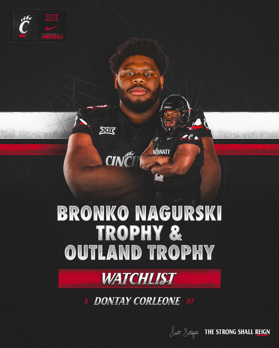 Cincinnati Football (@gobearcatsfb) on Twitter photo 🏆 <a href="/dontaycorleone2/">Dontay Corleone</a> has been named to the Nagurski Trophy and Outland Trophy watchlists
More » gobearcats.com/news/2025/07/2… 🏆 <a href="/dontaycorleone2/">Dontay Corleone</a> has been named to the Nagurski Trophy and Outland Trophy watchlists
More » gobearcats.com/news/2025/07/2…