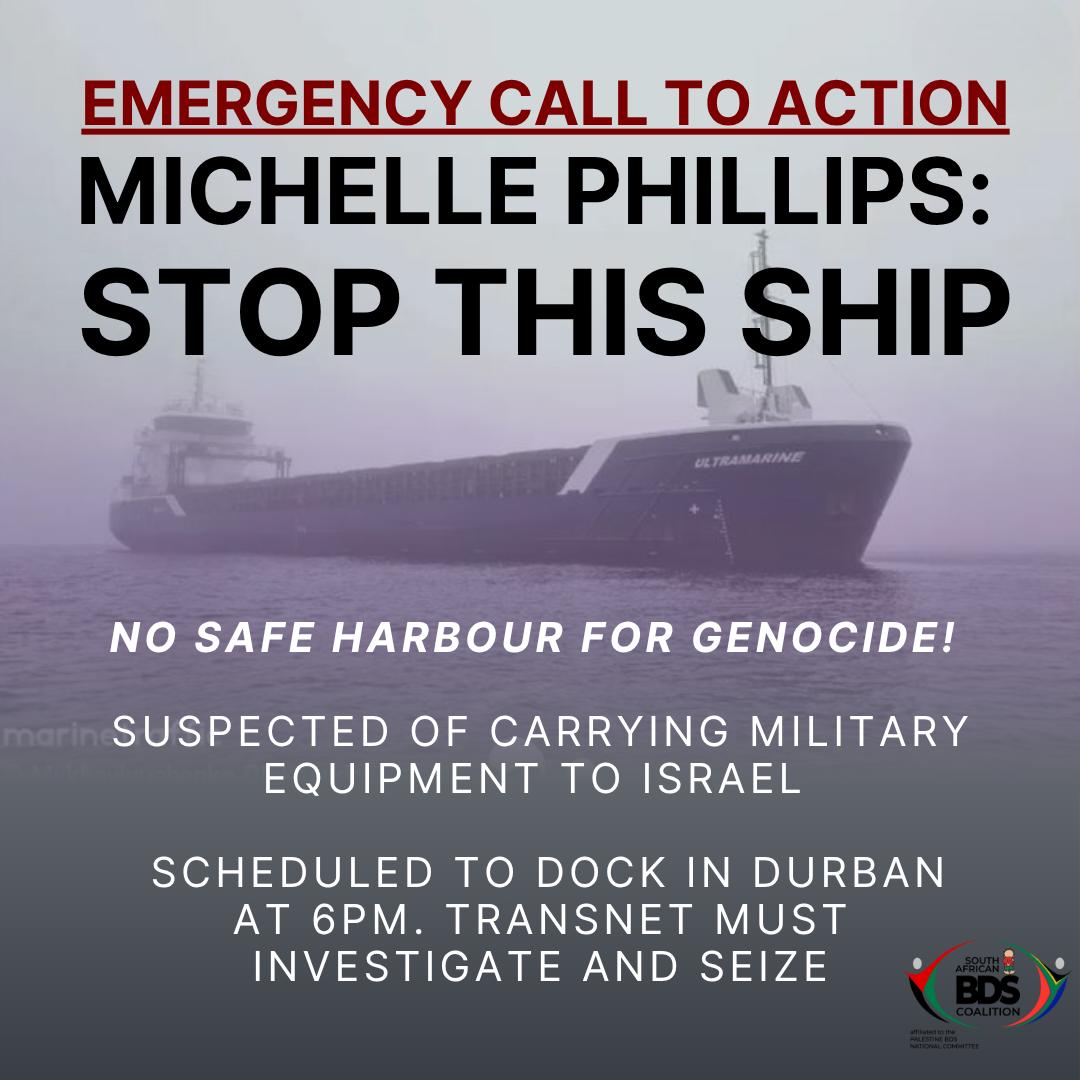 South African Jews for a Free Palestine (@sajfp_) on Twitter photo South Africa cannot be complicit #StopGazaGenocideNOW impound military cargo <a href="/BarbaraCreecy_/">Minister of Environment, Forestry & Fisheries 🇿🇦</a> <a href="/TPT_Transnet/">Transnet Port Terminals</a> <a href="/CyrilRamaphosa/">Cyril Ramaphosa 🇿🇦</a> use your authority to stop arming Israel committing genocide and starving Palestinians. South Africa cannot be complicit #StopGazaGenocideNOW impound military cargo <a href="/BarbaraCreecy_/">Minister of Environment, Forestry & Fisheries 🇿🇦</a> <a href="/TPT_Transnet/">Transnet Port Terminals</a> <a href="/CyrilRamaphosa/">Cyril Ramaphosa 🇿🇦</a> use your authority to stop arming Israel committing genocide and starving Palestinians.