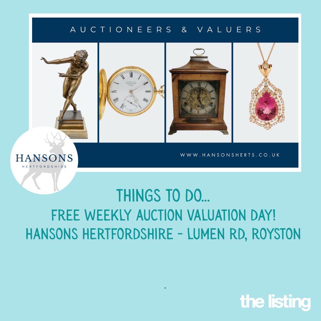 Join the Hansons experts for their weekly Valuation Days every Fri 10-1 where you can have your gold, jewellery, silver, medals, coins, collectables or antiques assessed by a knowledgeable specialist. 

To find out more, visit:  
bit.ly/HansonsFreeAuc…