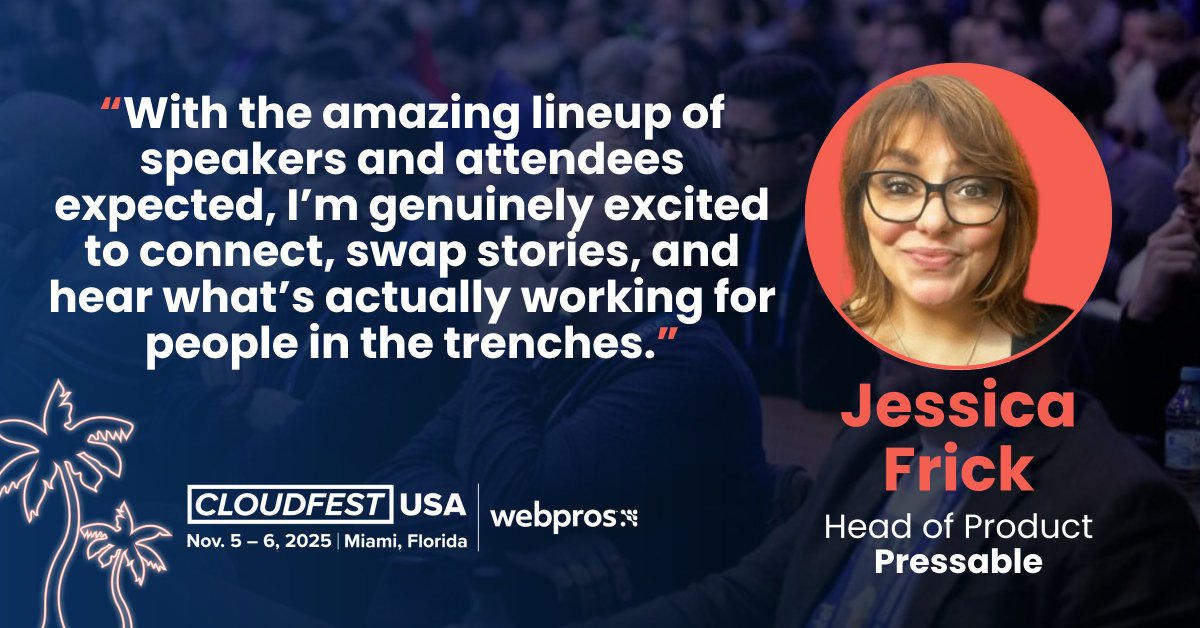 We asked <a href="/xojessfrick/">Jessica Frick</a> what she was looking forward to at #CloudFestUSA in Miami! 

"The energy! Miami brings such a vibrant tech-meets-culture vibe, and I can’t wait to see how that fuels the conversations at CloudFest."

Beat the price increase, register: eu1.hubs.ly/H0kZyxB0
