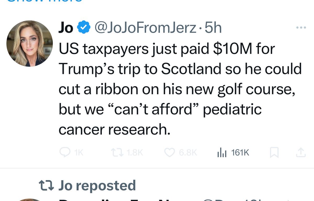 Can someone please 🙏 tell this Grifter that President Trump went to Scotland to negotiate a trade deal?  Can someone also please tell her that President Trump has never taken a salary and donates every single penny of it?  I can’t tell her because she blocked me.