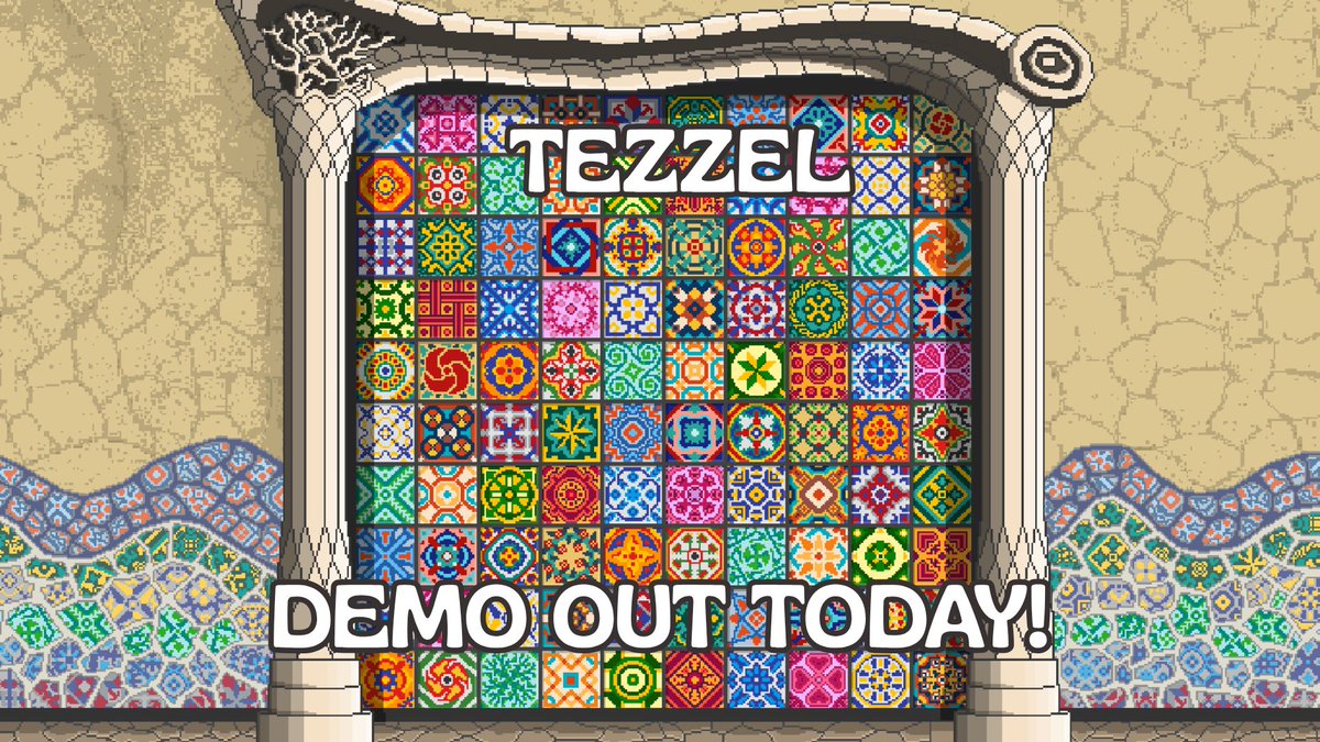 🎉 Just launched today!
The demo for Tezzel: The Tilemaker’s Tale is now live!
🧩 18 handcrafted puzzles
🎨 Gaudí-inspired pixel art

👉 Play the demo on Steam: tinyurl.com/2s22e6y7

#TrailerTuesday #IndieDev #PuzzleGames #IndieGaming #PixelArt #Barcelona #SteamDemo