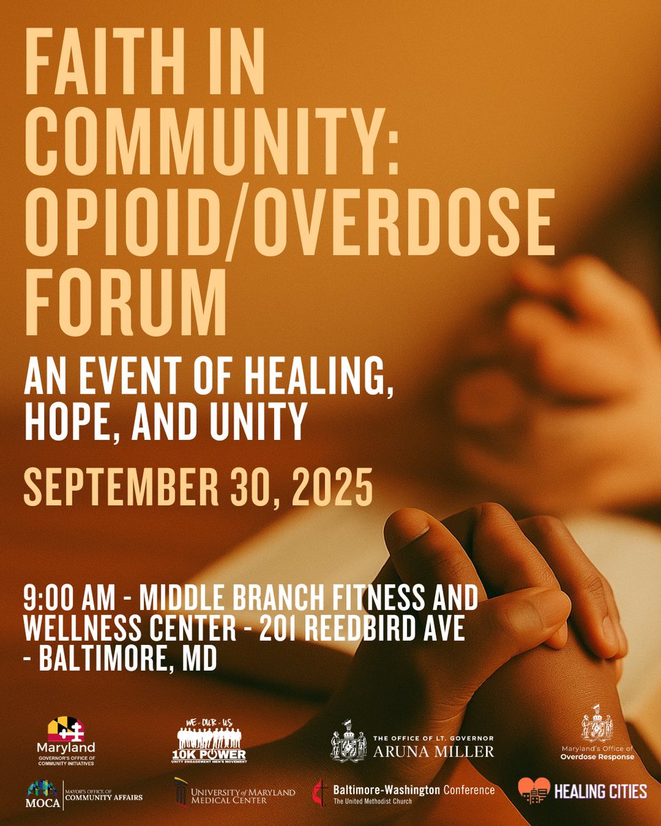 Lt. Governor Aruna Miller (@ltgovmiller) on Twitter photo Join us for a powerful forum where we rise together as a community — to grieve, to hope, and to fight back against opioid use and overdose with compassion, strength, and solidarity. 💛🙏Together, we can be the light in the darkness. <a href="/StopOverdoseMD/">Maryland's Office of Overdose Response</a> <a href="/MarylandGOCI/">GOCI Maryland</a> Join us for a powerful forum where we rise together as a community — to grieve, to hope, and to fight back against opioid use and overdose with compassion, strength, and solidarity. 💛🙏Together, we can be the light in the darkness. <a href="/StopOverdoseMD/">Maryland's Office of Overdose Response</a> <a href="/MarylandGOCI/">GOCI Maryland</a>