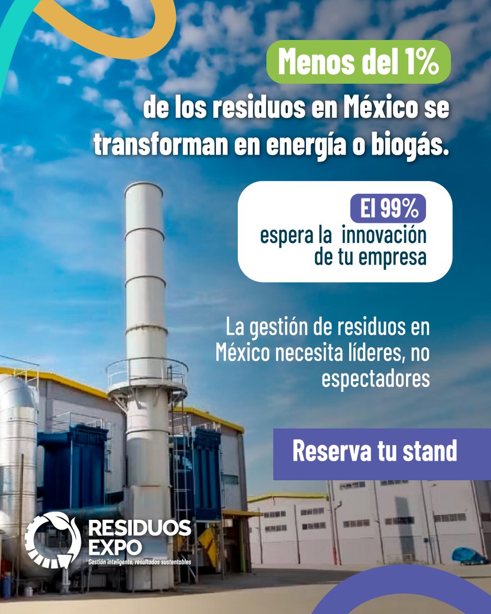 ♻️ El 99 % de los residuos en México no se aprovecha para energía. Tu tecnología puede cambiar eso. En Residuos Expo 2026, 7,600 tomadores de decisión buscan soluciones como la tuya. Regístrate: 
bit.ly/4kt58tl

#biogás #energíalimpia  #residuosmexico #RESIDUOSEXPO2026