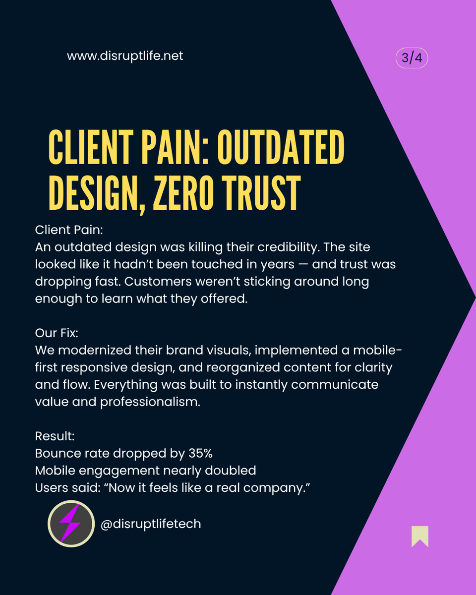 disruptlifetech's tweet image. 3 designs. 3 wins. 🚀
We turned slow, outdated sites into sleek, high-converting machines.
💡 Real results. Real clients.

Get your free quote today! 🌐

@disruptlifetech | disruptlife.net
.
.
.
#Disrupt #ExpectImpact #ChallengeEverything