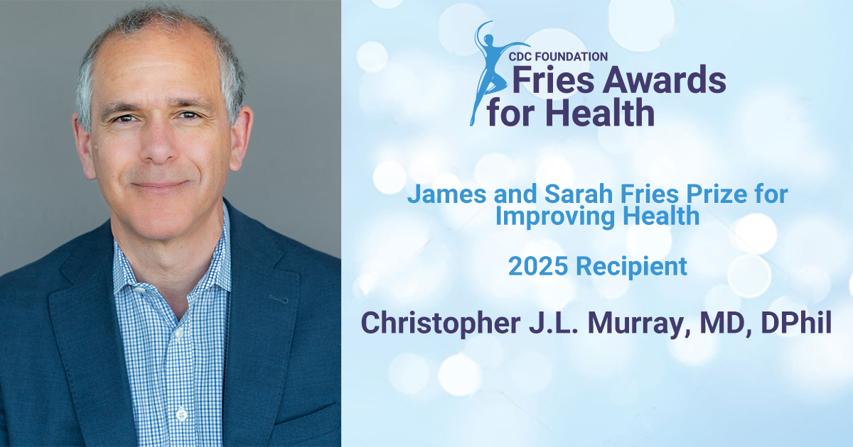 Chris Murray, director <a href="/IHME_UW/">Institute for Health Metrics and Evaluation (IHME)</a> &amp; chair of health metrics sciences <a href="/uwsomwwami/">University of Washington School of Medicine</a>, has been chosen for <a href="/CDCFound/">CDC Foundation</a> James &amp; Sarah Fries Prize for Improving Health. He is a physician &amp; health economist who pioneers analytical methods to prioritize health issues tinyurl.com/nh2cnx2e