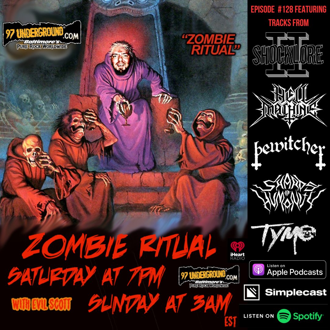Zombie Ritual Radio (@zombieritual97) on Twitter photo #Episode 128 #StreamingNow w/tracks from <a href="/DemonScarNYC/">DemonScar</a> <a href="/SHOCKLORE1/">SHOCKLORE</a> <a href="/TymoBand/">Tymo</a> <a href="/Bewitcher666/">Bewitcher Official</a> <a href="/HathBandNJ/">Hath</a> & more! Links in the comments <a href="/ClawHammerPR/">ClawHammer PR</a> <a href="/Skateboardmkt/">Skateboard Marketing Ltd.</a> <a href="/Metalcontraband/">Metal Contraband</a> <a href="/AsherMedia/">Asher Media</a> <a href="/ITHERETWEETER1/">theretweeter</a> <a href="/BangersP/">Bangers & Mosh Podcast</a> <a href="/OldManMetalOG/">Old Man Metal</a> <a href="/GregDabbs12/">Dr Satan Legendary Metal radio and promotion</a> <a href="/6969nyc/">thetruth</a> <a href="/MetalRockPunkN/">Metal Rock Punk News</a> #Episode 128 #StreamingNow w/tracks from <a href="/DemonScarNYC/">DemonScar</a> <a href="/SHOCKLORE1/">SHOCKLORE</a> <a href="/TymoBand/">Tymo</a> <a href="/Bewitcher666/">Bewitcher Official</a> <a href="/HathBandNJ/">Hath</a> & more! Links in the comments <a href="/ClawHammerPR/">ClawHammer PR</a> <a href="/Skateboardmkt/">Skateboard Marketing Ltd.</a> <a href="/Metalcontraband/">Metal Contraband</a> <a href="/AsherMedia/">Asher Media</a> <a href="/ITHERETWEETER1/">theretweeter</a> <a href="/BangersP/">Bangers & Mosh Podcast</a> <a href="/OldManMetalOG/">Old Man Metal</a> <a href="/GregDabbs12/">Dr Satan Legendary Metal radio and promotion</a> <a href="/6969nyc/">thetruth</a> <a href="/MetalRockPunkN/">Metal Rock Punk News</a>
