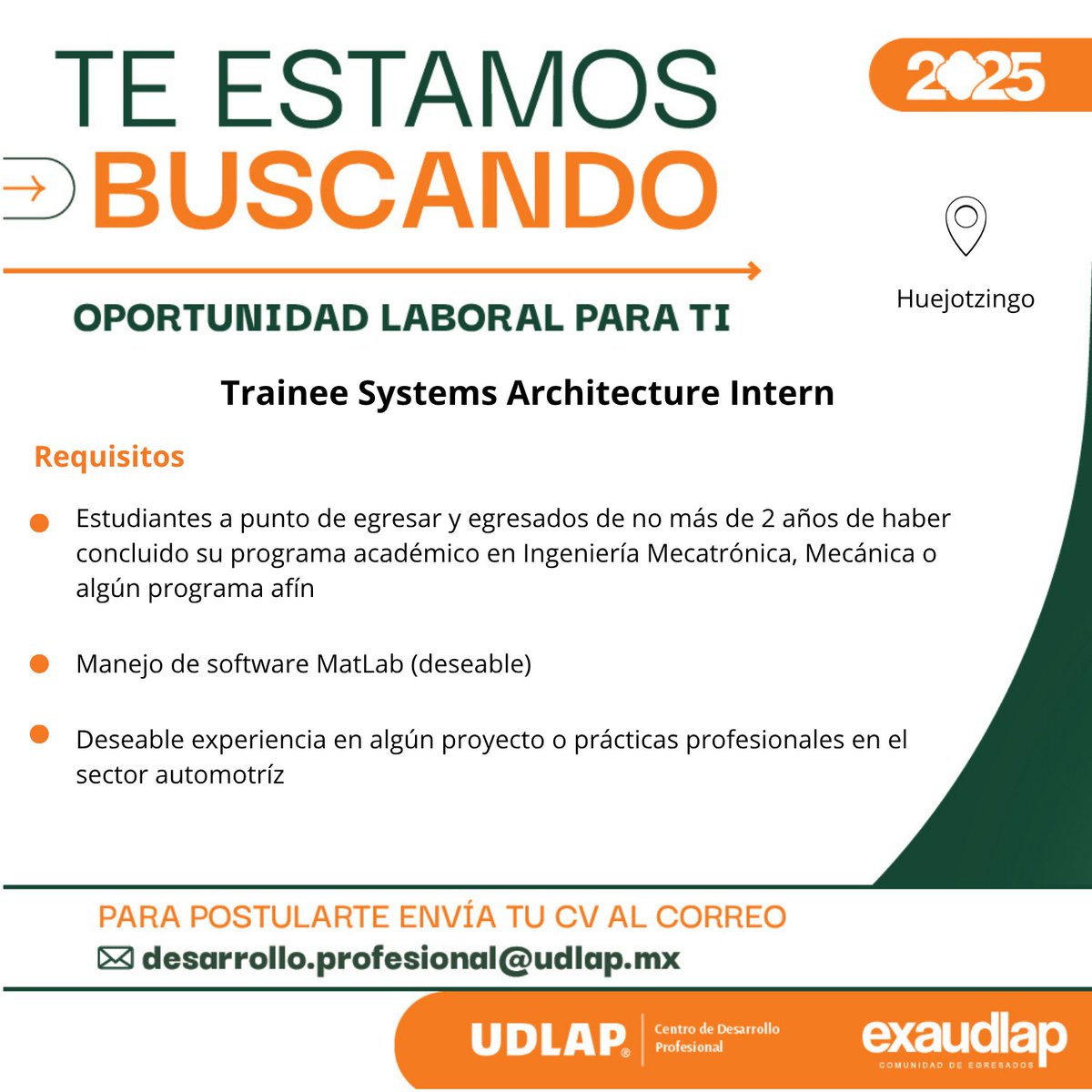 CDP_UDLAP's tweet photo. ¿Buscas empleo? En el Centro de Desarrollo Profesional #UDLAP te conectamos con vacantes en empresas de alcance nacional e internacional. Consulta más vacantes aquí: https://t.co/7aSu6uftLX #CDPUDLAP #LoMejordelaUDLAPEresTú #TalentoUDLAP #OrgulloUDLAP https://t.co/Zv04JU6csJ