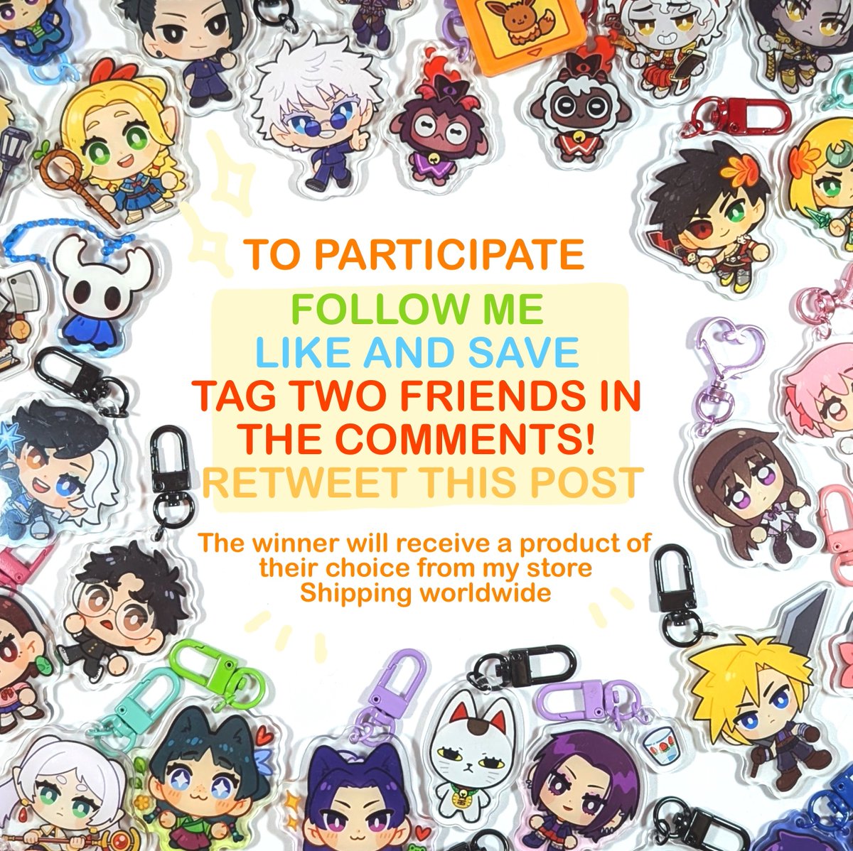 💖Giveaway!💖
Also on Instagram!
For the opening of my new store💛✨
L1nk in my B10!

To participate:
⭐️Follow me
⭐️Like and save
⭐️Tag a friend in the comments
⭐️Retweet this post!

The winner will receive an item of their choice from my store!🍀✨
Worldwide shipping

Ends Aug 3