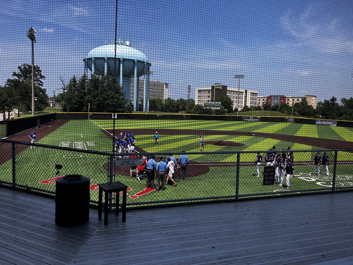 St Mary’s Post 255 and Cecil Post 70 about to get under way in Maryland State Legion Tournament Championship at Joe Cannon Stadium