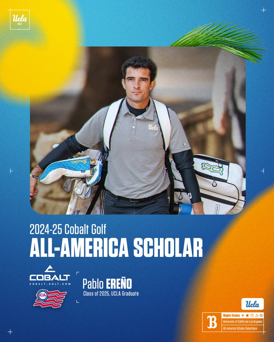 𝐓𝐡𝐫𝐞𝐞-𝐭𝐢𝐦𝐞 𝐆𝐂𝐀𝐀 𝐀𝐥𝐥-𝐀𝐦𝐞𝐫𝐢𝐜𝐚 𝐒𝐜𝐡𝐨𝐥𝐚𝐫‼️

Congratulations to Bruins’ graduate Pablo Ereño on being honored for a third consecutive year as a Cobalt Golf All-America Scholar.

⛳📚: ucla.in/45r6PT6