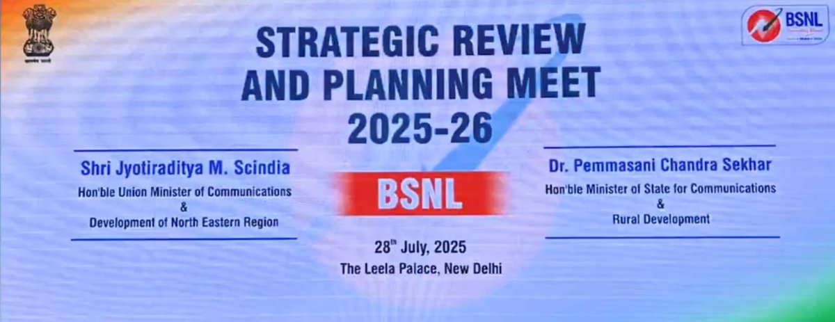 beheradkbsnl's tweet photo. Hon'ble MoC, Shri J.M. Schindia ji and Hon'ble MoSC Dr CS Premmasani ji reviewed the progress of telecom connectivity and financial performance of BSNL Odisha Telecom at New Delhi on 28th July '25 and directed to expediate the provisioning of digital connectivity to customers. https://t.co/eYXIkUaLMX