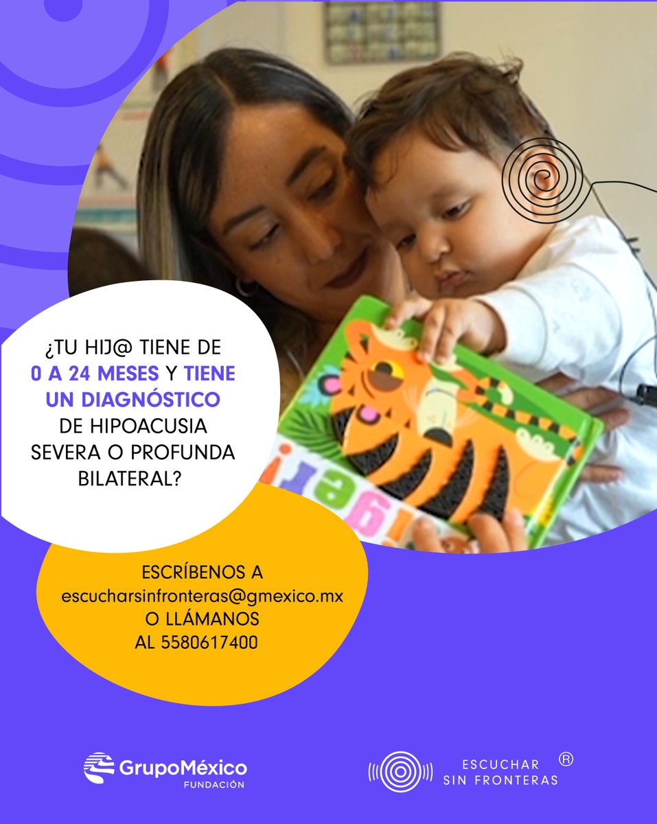 En #EscucharSinFronteras ayudamos a niñ<a href="/s/">『S』</a> con hipoacusia severa y/o profunda bilateral a obtener un Implante Coclear bilateral para el desarrollo temprano de su lenguaje. 🙌😀

#FGM #HipoacusiaInfantil #ImplanteCoclear #GrupoMéxico <a href="/FundacionGM/">FundaciónGrupoMéxico</a> <a href="/GMexico_oficial/">Grupo México</a>