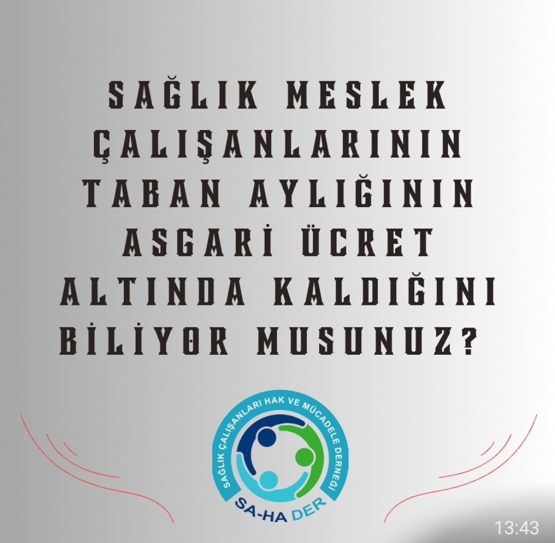 Bir mahallenin ihtiyar heyeti kadar etkisi olmayan yetkili sendika ve milyonlarca üyesi..
Sonuç ortada...

#EmeğiSattınız
<a href="/SaHaDernegi/">Sağlık Çalışanları Hak Ve Mücadele Derneği</a>