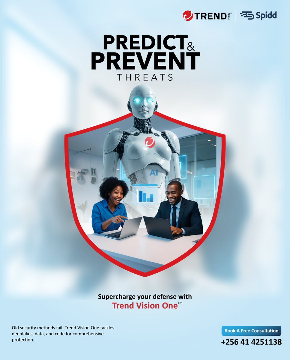 Boost your confidence in cybersecurity!  Old methods fail, but Spidd Africa brings you Trend Vision One™ to Predict &amp; Prevent Threats. Tackles deepfakes, data, &amp; code for comprehensive protection.

Book a FREE consultation today! Call +256 41 4251138.

#Cybersecurity