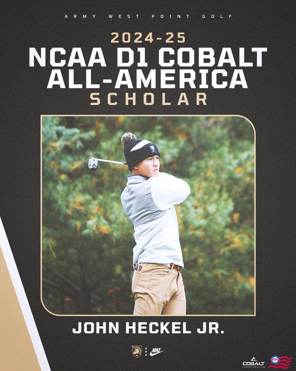Congrats to John Heckel Jr. on this third straight All-America Scholar recognition 😮‍💨

📰 goarmywestpoint.com/news/2025/7/29…

<a href="/GolfCoachesAssn/">GCAA</a> | <a href="/PatriotLeague/">Patriot League</a> | #GoArmy