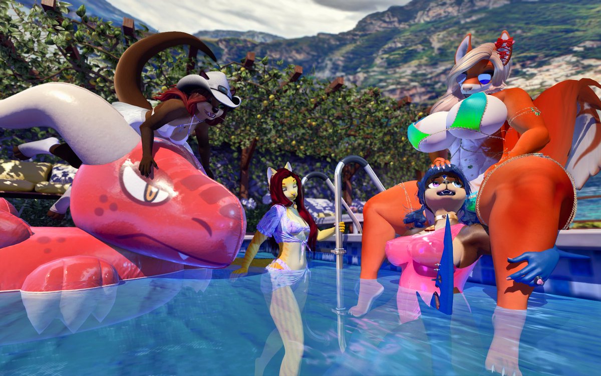 remember to keep cool this Summer.

whit <a href="/SunnySweetDe/">Sunny Dee</a> , <a href="/MichellePurrs/">Michelle Purrs</a>  , <a href="/CLunapiena/">🦦Cassy Lunapiena🦦|@cassylunapiena.bsky.social</a>  and me \o/