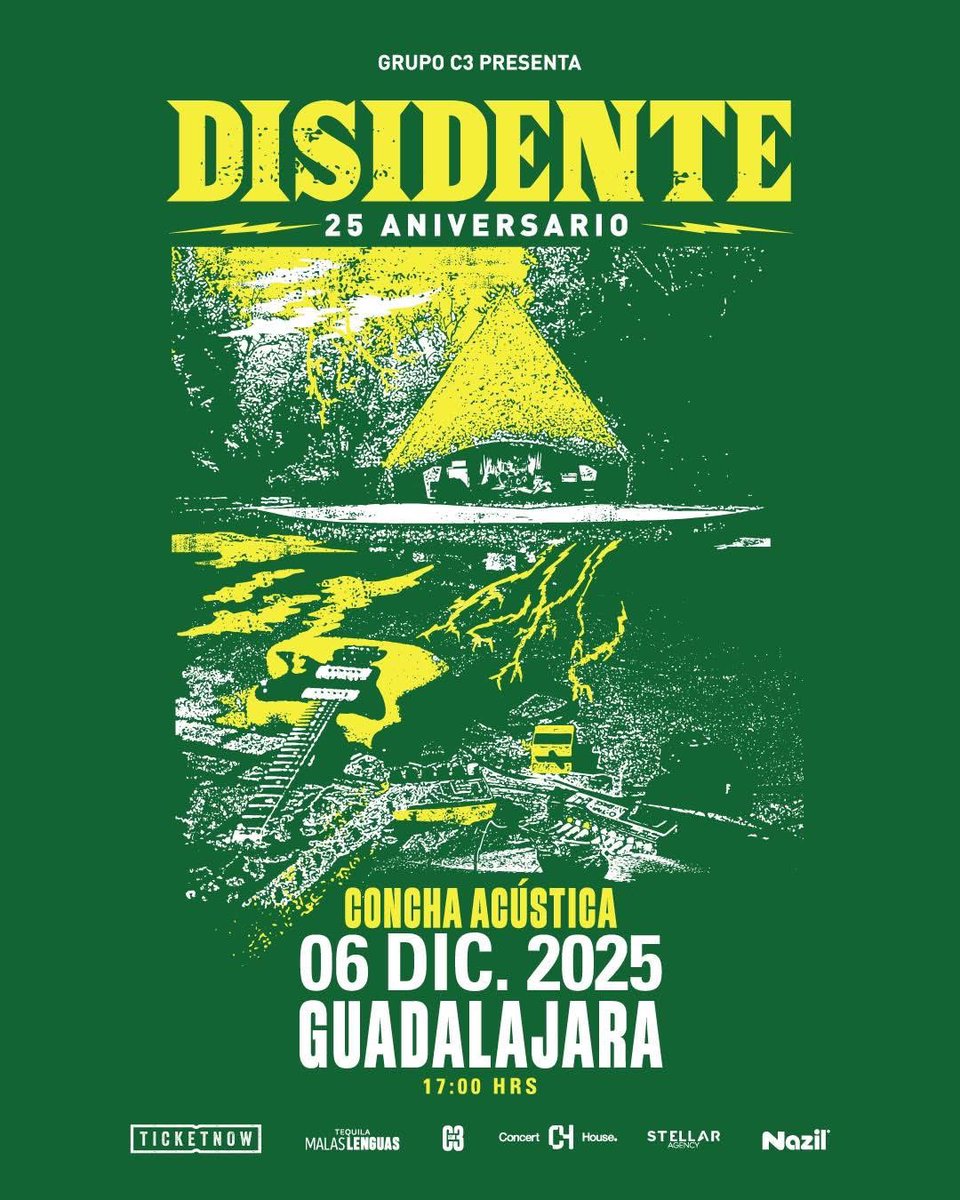 🚨 <a href="/Disidenterock/">DISIDENTE</a> 25 aniversario celebrando en La Concha Acústica Guadalajara más info próx 👉 messenger.com/channel/tokinr…