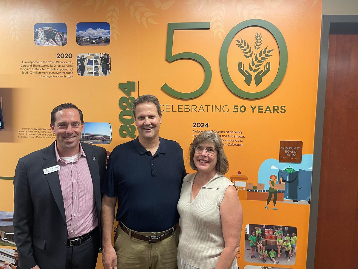Care and Share Food Bank (@careandsharefb) on Twitter photo Last week, we had the privilege of welcoming <a href="/repjeffcrank/">Rep. Jeff Crank</a> for a tour of Care and Share Food Bank of Southern Colorado! 💛
During the visit, we shared how, together with our 289 partner agencies across 29 counties, we’re working every day to fight food insecurity. Last week, we had the privilege of welcoming <a href="/repjeffcrank/">Rep. Jeff Crank</a> for a tour of Care and Share Food Bank of Southern Colorado! 💛
During the visit, we shared how, together with our 289 partner agencies across 29 counties, we’re working every day to fight food insecurity.