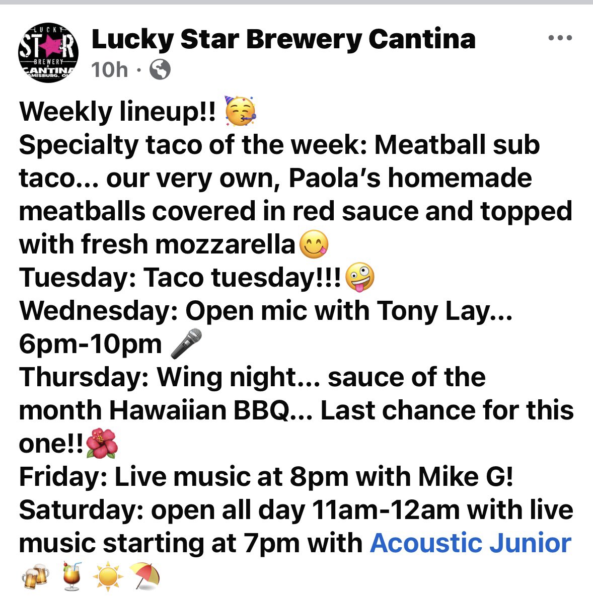 This weeks line up!!