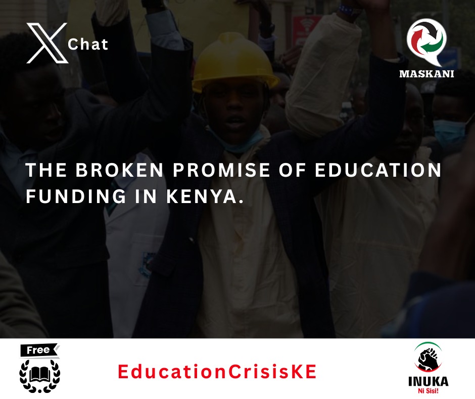 Maskani Ya Taifa 🇰🇪 (@maskani254) on Twitter photo Kenya’s promise of free and inclusive education has become hollow. 
What was meant to be a pathway to opportunity and equality is now marred by chronic underfunding, politicization, and neglect.
 From primary schools lacking basic infrastructure to universities struggling under Kenya’s promise of free and inclusive education has become hollow. 
What was meant to be a pathway to opportunity and equality is now marred by chronic underfunding, politicization, and neglect.
 From primary schools lacking basic infrastructure to universities struggling under
