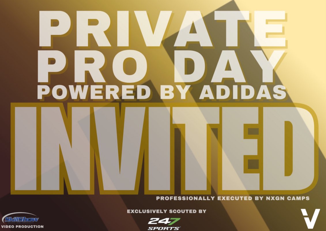 Received an invitation for Private Pro Day by <a href="/adidas/">adidas</a>! Very greatful for this opportunity!!
<a href="/NxgnCamps/">NXGN Camps, Inc</a> <a href="/DeerCreekFB/">Deer Creek Football</a> <a href="/adidasfootball/">adidas Football</a>