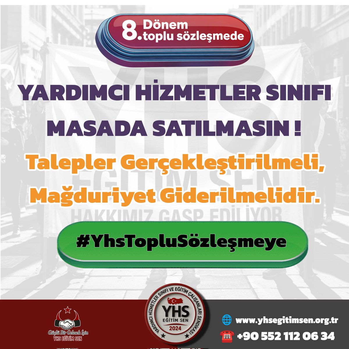 “Yardımcı Hizmetler Sınıfı masada satılamaz!
Bu sınıf yok sayılarak yapılan hiçbir sözleşme meşru değildir.”

#YhsTopluSözleşmeye
#YardımcıHizmetlerSınıfı

<a href="/RTErdogan/">Recep Tayyip Erdoğan</a> <a href="/hasandogan/">Hasan Doğan</a>
<a href="/eczozgurozel/">Özgür Özel</a> <a href="/csgbakanligi/">T.C. Çalışma ve Sosyal Güvenlik Bakanlığı</a>  <a href="/MDervisogluTR/">Müsavat Dervişoğlu</a> 
@ErbakanFatih 
<a href="/_cevdetyilmaz/">Cevdet Yılmaz</a> <a href="/ComezTurhan/">Turhan Çömez</a> <a href="/gamzetascier/">Gamze ŞENGEL TAŞCIER</a>