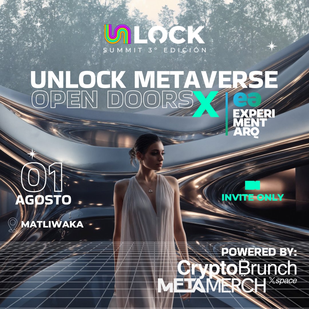 unlocksummit_io's tweet photo. ✨ El Metaverso llega a Unlock Summit 2025 ✨

Una nueva dimensión se abre en Zacatlán…
En esta edición de Unlock Summit, podrás vivir una experiencia inmersiva gracias a nuestro espacio en el Metaverso 💻🌈

Inspirado en Matliwaka, el parque de duendes y manantiales de Zacatlán, donde la magia ancestral fluye entre el bosque y el agua, este espacio digital ha sido diseñado por los arquitectos de @experimentarq  nuestros aliados estratégicos en esta aventura creativa.

🔮 Un universo donde el diseño, la tecnología y la imaginación se fusionan para expandir tus sentidos.
✨ Una experiencia única tanto para quienes asistan presencialmente, como para quienes se conecten desde cualquier lugar del mundo.

🎟️ ¿No puedes venir a Zacatlán? ¡No hay problema!
Adquiere tu entrada online y vive Unlock desde el Metaverso 🛰️

🚀 Powered by 
#CryptoBrunchLatam by @Kalipssoh  
@HiMetamerch by @Lunaticanto