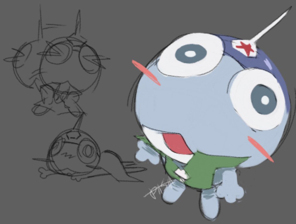 Bariri is rubbing off on me.....hes so stupid.... (drew him like my keroro laying plushie too